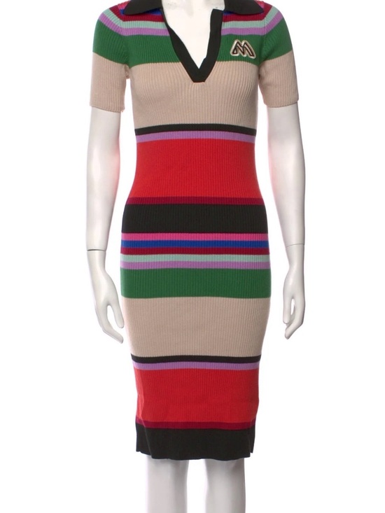 MOTHER Dresses & Skirts - MOTHER Multicolor Striped Rib-Knit Polo Midi Dress